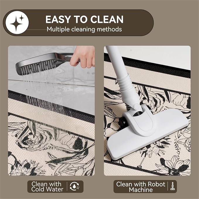 Non Slip Bath Mat, Thin Bathroom Rugs Fit Under Door, Black 20x31 | Quick Dry Absorbent, Rubber Backing Washable Bathmat, Shower Mat for Bathroom Floor, Tub and Outside Shower, Home Decor