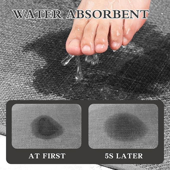 Bathroom Rugs Mat 47x17, Ultra Thin Non Slip Bath Mat Runner Quick Dry Absorbent Bath Mat for Bathroom Floor, (Dark Grey, 47"x17")