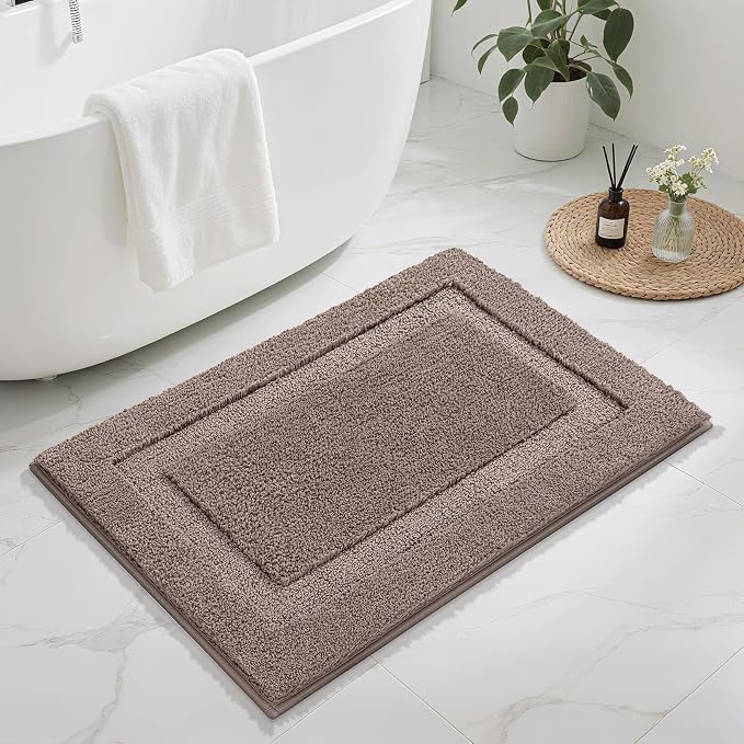SHACOS Soft Microfiber Coffee Bathroom Rugs Sets 2 Pieces 32x20 inch | Absorbent Plush Bath Rugs, Non Slip Washable Shaggy Bath Mats, Fluffy Bathroom Runner Floor Mats Shower Rug