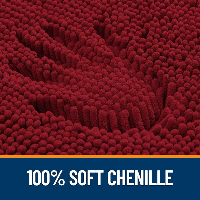OLANLY Bathroom Runner Rugs 47x17, Extra Soft Absorbent Chenille Bath Rugs | Red, Quick-Drying Rubber Backing, Machine Washable Long Bath Mat for Bathroom Floor, Tub and Shower, Home Decor Accessories