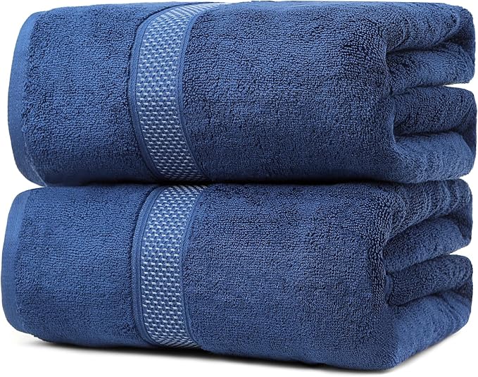Fluffy Cotton Bath Towels Set650GSM,2-Piece Set, Thickened and Enlarged(31.5x63 inches),Super Absorbent,Soft,Suitable for Hotel, Bathroom, Swimming Pool, SPA,Gift(Dark Blue)