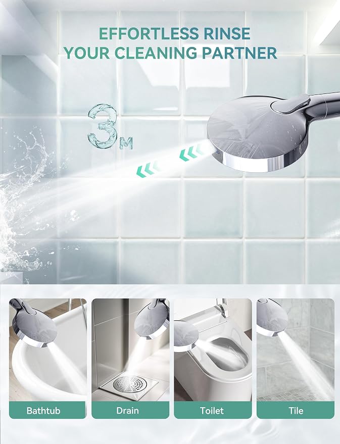 Magichome Filtered Shower Head with Handheld, 10-Mode Adjustable Detachable Chrome Showerhead w/Stainless Hose, Water Softener Filter Beads for Hard Water - Remove Chlorine, Reduce Dry Itchy Skin
