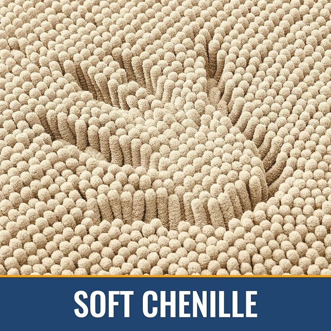Arotive Bathroom Rugs Round 24x24, Soft Absorbent Shaggy Chenille Bath Rugs | Beige, Machine Washable Rubber Backing Bath Mats for Bathroom Floor Tub and Shower Home Decor Accessories