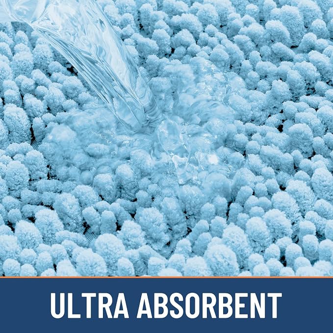 Smiry Bathroom Rugs 36X24, Extra Soft Rubber Backing Chenille Bath Mats | Sky Blue Machine Washable Non Slip Quick Dry Bath Mats for Bathroom Floor, Tub, Shower, Home Decor Accessories