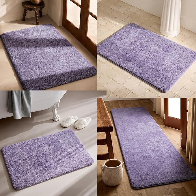 TYUU Toilet Rug, Ultra Soft Toilet Rugs U Shaped Machine Washable Non Slip Absorbent Quick Dry Toilet Mat with Rubber Backing, Lavender 20" x 24" U Shape
