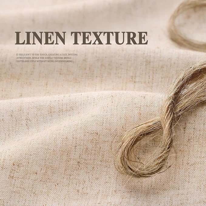 Farmhouse Shower Curtain Ruffle Linen Beige 72" W x 78" L | Linen Fabric, Farmhouse Boho, Bottom Ruffle, Rustic, Country, Natural Look, Washable, Shower Curtain for Bathroom Bathtub