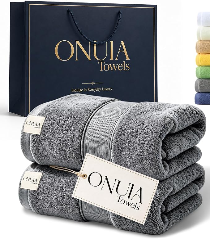 2 Packs Luxury Bath Towels Set, Ultra Soft Skin Bath Towel, Premium Hotel Bathroom Towels, Absorbent Quick Drying & Low Lint for Bathroom Spa Gym & Home Use，Gray Set of 2