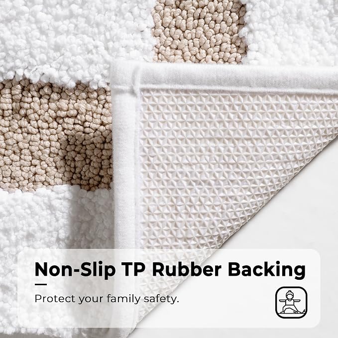 GRANNY SAYS Microfiber Bathroom Rugs Non Slip Washable, Water Absorbent Bathroom Mats for Tub, Soft Bath Mats for Bath Floor & Shower, Bath Rug, 24" x 36", Khaki Bath Rugs