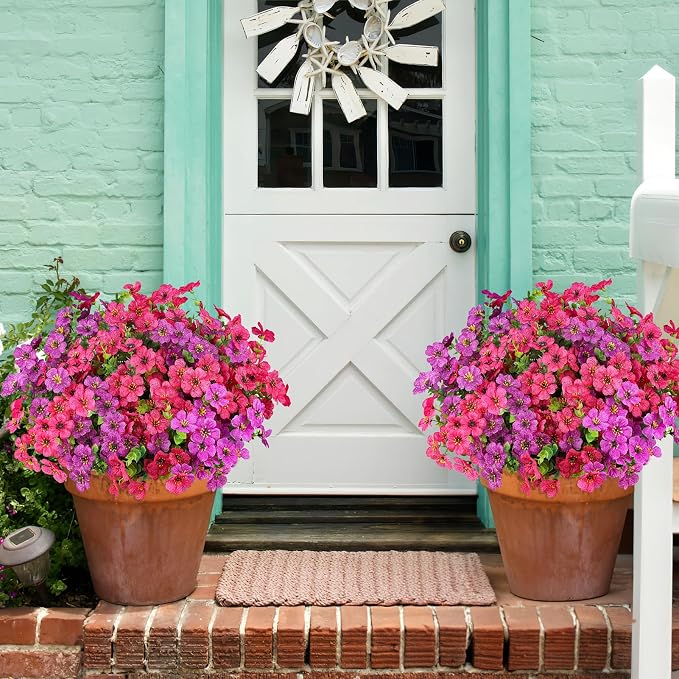 AGIRL Artificial Flowers Outdoor UV Resistant Fake Plant Garden Patio Decor | 16 Bundles,No Fade Plastic Faux Flowers for Hanging Planters front porch yard Indoor Outside,grave decorations for cemetery
