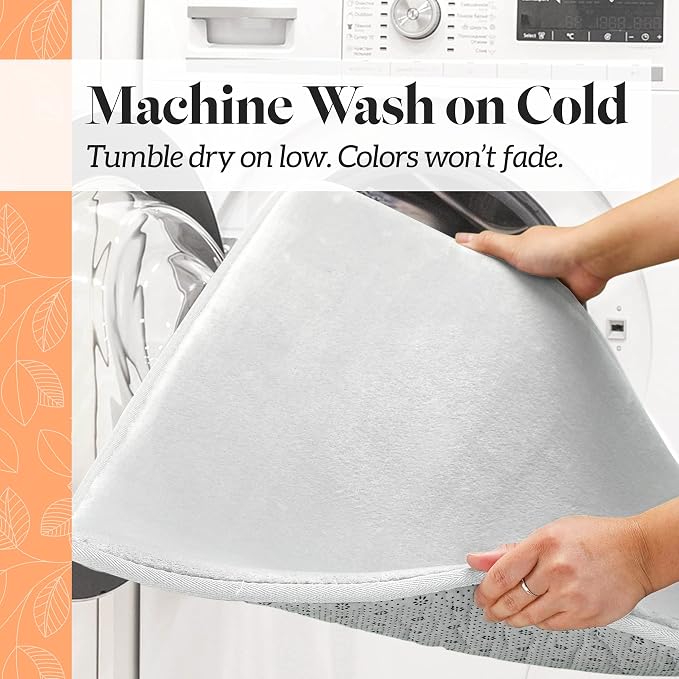 Memory Foam Bath Mat Non Slip Absorbent Super Cozy Velvet Bathroom Rug Carpet (17 inches X 24 inches, White)
