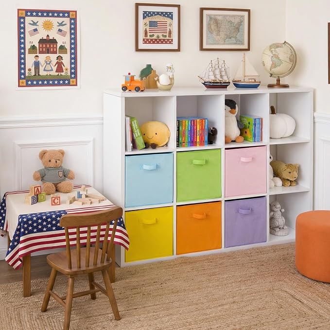 Cupic Cupid 6-Pack 13x13 Storage Cubes, Cube Organizer Bins, Pastel Colors | Foldable, Reinforced Front Handle, Holds Toys, Socks, Clothes, Fits Closet, Shelves, Playroom, Nursery, Cubby