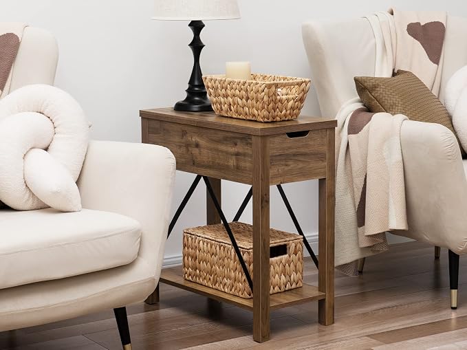 StorageWorks Wicker Storage Basket with Lid, Water Hyacinth Storage Baskets | Woven Baskets with Lids for Shelves, Wicker Storage Baskets with Lids, Decorative Box, Lidded Baskets for Organizing, 1 Pack