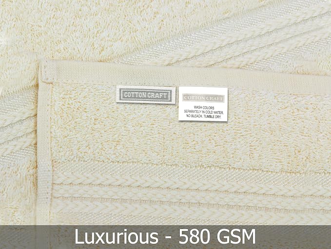 COTTON CRAFT Ultra Soft Washcloths -12 Pack- 12x12-100% Cotton Facecloths - Baby Wash Cloths - Absorbent Quick Dry Everyday Luxury Hotel Bathroom Kitchen Spa Gym Pool Camp Dorm - Easy Care - Ivory | Large 12x12 inch Ivory Wash Cloths - Plush 580 GSM Ab...
