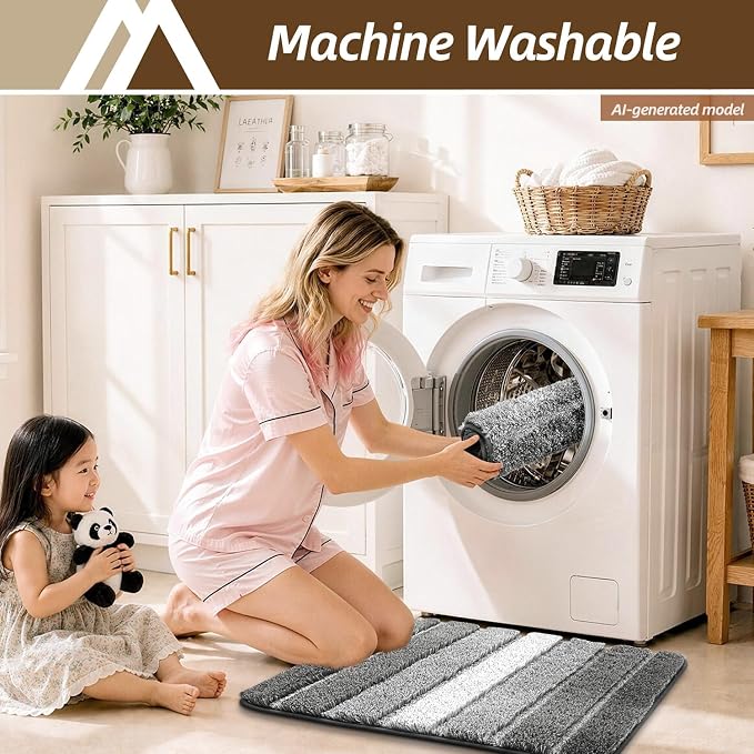 COSY HOMEER Bathroom Rugs 36x24,Ultra Soft Absorbent Bath Mat,Dark Gray | Non-Slip TPR Backing Stays in Place, Machine Washable Bath Rugs Shaggy Rug for Bathroom Floor