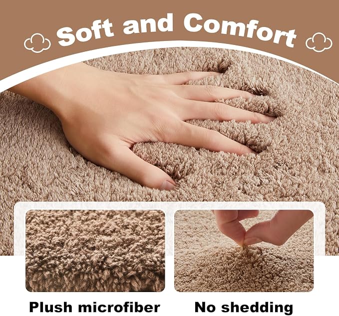 TYUU Beige Bathroom Rugs, Ultra Soft Bath Rugs Non Slip Washable, Super Absorbent Quick Dry Bath Mat with Rubber Backing for Bathroom Floor, Shower, or Sink, Beige 20" x 30"