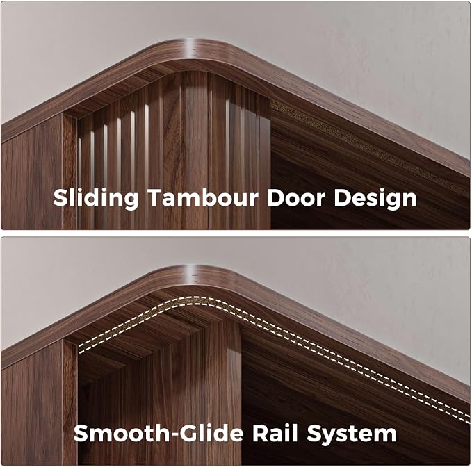 FIMELLO 29.5" W Bathroom Wall Cabinet, Laundry Room Cabinets Wall Mounted with Sliding Tambour Door, Kitchen Wall Cabinet, Floating Cabinet for Wall, Upper Cabinets, Brown Walnut