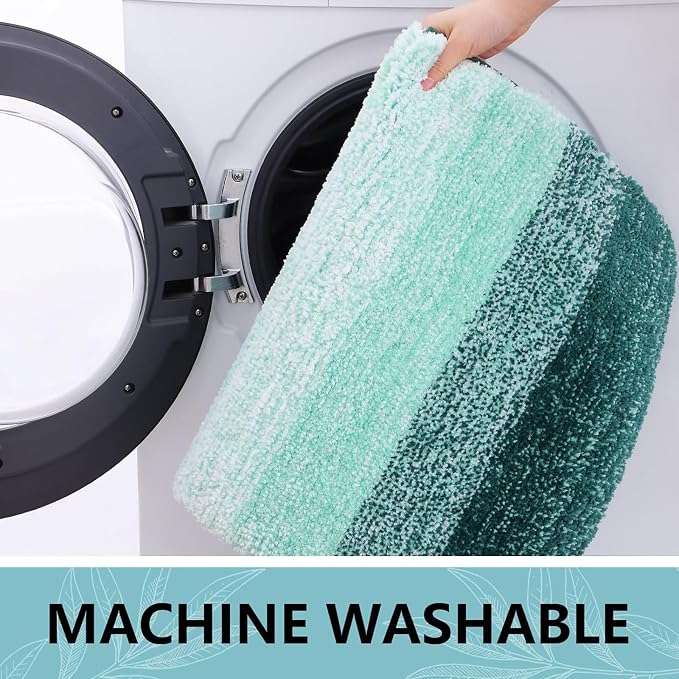 Arotive Microfiber Bathroom Rugs, Shaggy Soft Absorbent Bath Rug, 44x24 | DarkGreen, Rubber Backing Thick Plush Machine Washable Dry Bath Mats for Bathroom, Tub and Shower, Rectangular