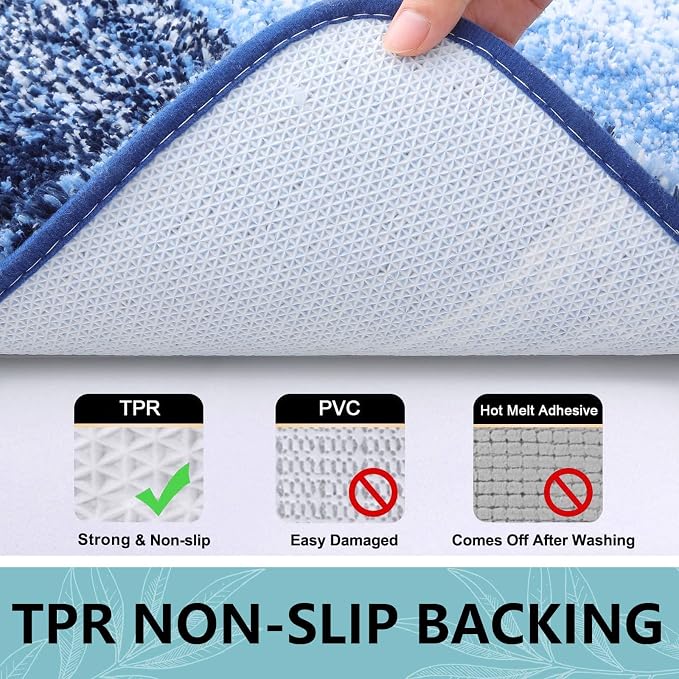Arotive Microfiber Bathroom Rugs, Shaggy Soft Absorbent Bath Rug, 34x21 | Blue, Rubber Backing Thick Plush Machine Washable Dry Bath Mats for Bathroom, Tub and Shower, Rectangular