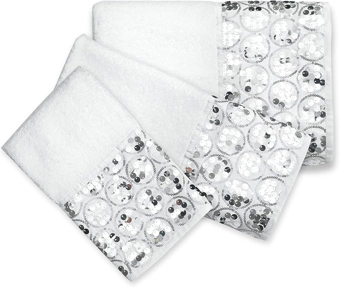 Zahari Home Sinatra Modern Bathroom Towel Set - 3 Piece Luxury Contemporary Decor Bling White Bath Towel Sets Soft, Plush and Highly Absorbent