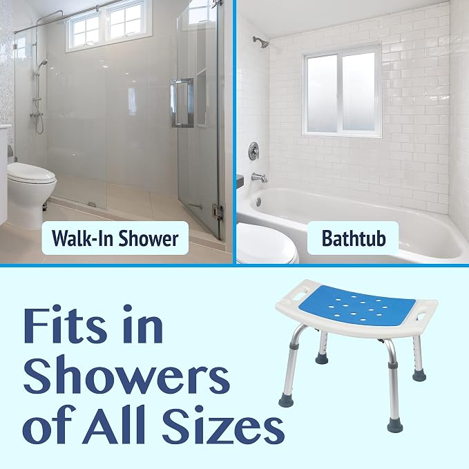 Shower Seat for Inside Shower - Bath Stool, Medical Shower Chairs for Seniors, Elderly, Handicap & Disabled - Adjustable Support Shower Bench w/Handles for Bathtub