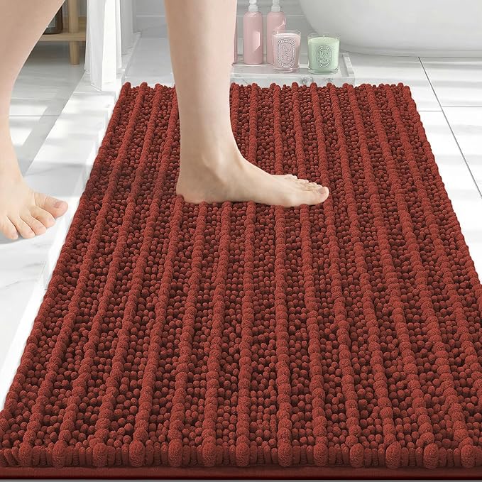 Arotive Bathroom Rugs Mat 30x20, Soft Absorbent Chenille Shaggy Bath Mat | Rustic Terracott, Machine Wash Dry, Bath Rugs for Bathroom Floor, Tub and Shower, Home Decor Accessories