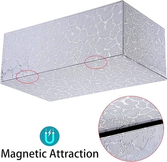 Sumnacon Rectangle Tissue Box Cover with Magnetic Bottom,Whaterproof,Silver | Stylish PU Tissue Box Holder Rectangular,Decorative Tissue Cover for Vanity Dresser Night Stand Table Countertop Office