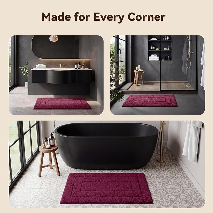 GRANNY SAYS Strawberry Red Bathroom Rug 20" x 32", Non-Slip Bath Mat | Ultra-soft, durable TPR backing for reliable grip, fast water absorption, machine washable for Vanity, Shower, Tub