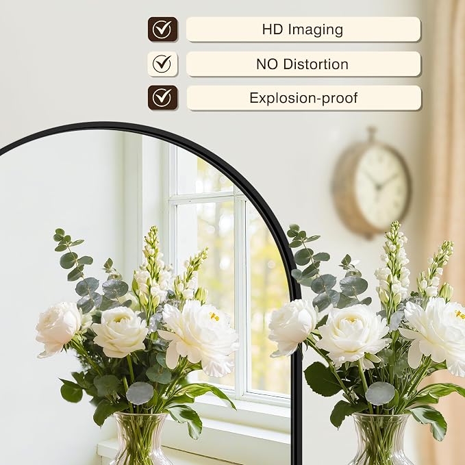 Arched Bathroom Vanity Mirror for Over Sink, 2 Pack 36”x24”, Black | HD Tempered Glass, Anti-Rust Metal Frame, Hanging or Leaning, Wall Mirrors for Bathroom Sink, Bedroom, Living Room, Entryway