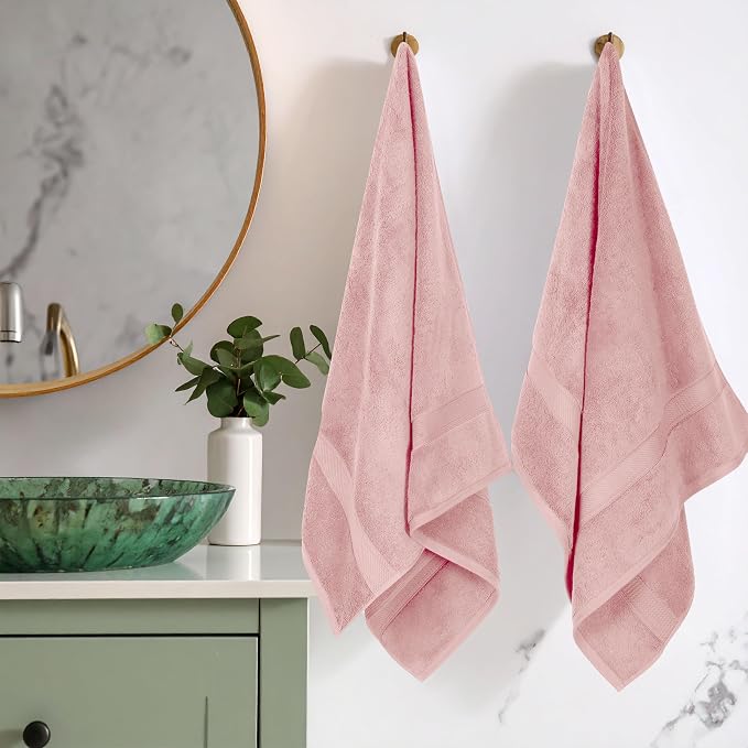 SUPERIOR Egyptian Cotton Plush & Absorbent, Bath Towel Set of 2, Tea Rose | Quick Dry, Soft Luxury Towel Set, Bath Essentials for Bathroom, Guest Bath, Spa, 2 Piece Bath, Madeline Towels