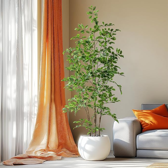 Bailikang Artificial Ficus Tree Indoor 6ft, Large Potted Faux Tree with Realistic Silk Leaves & Trunk for Home Office, Living Room Corner Decor