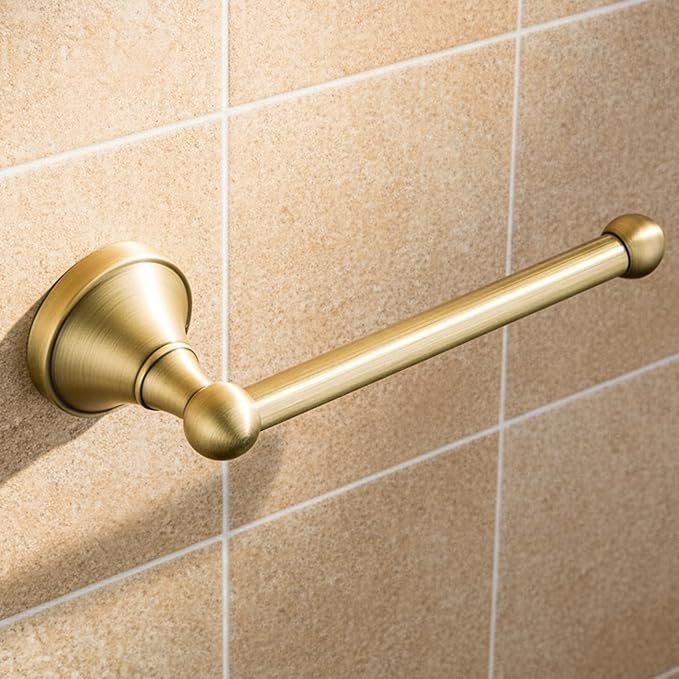 Flybath Toilet Paper Holder Brushed Brass Antique Wall Mounted for Bathroom | Rust-proof, Heavy Duty, Sturdy, Easy to Fit, Vintage Gold Loo Roll Holder, Paper Tissue Storage, Retro Bathroom Accessories
