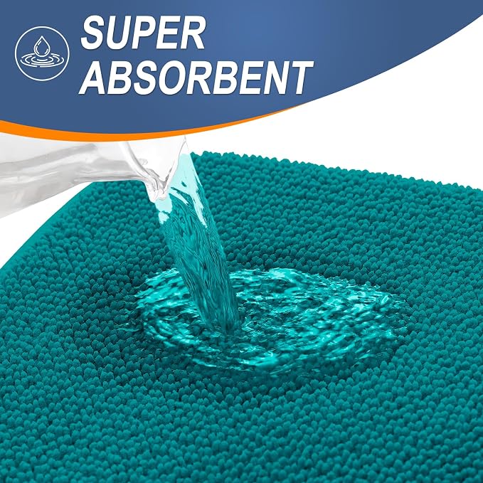 OLANLY Thick Memory Foam Bathroom Rugs 36x24, Absorbent Bath Mat, Deep Lake | Soft Quick Dry Bath Rugs, Non-Slip, Machine Washable Carpet for Bathroom Floor, Tub and Shower, Home Decor Accessories