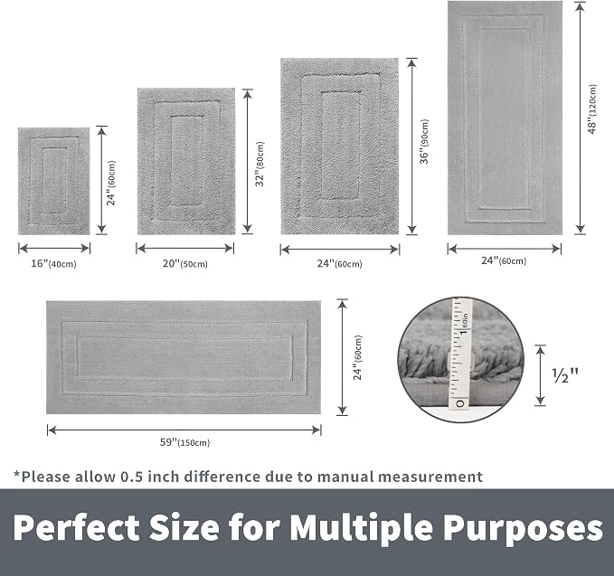 GRANNY SAYS Gray Bathroom Runner Rug 59" x 24", Soft Microfiber Bath Mat | Non-Slip long rug with TPR Backing, Absorbent, Machine Washable Extra Large Bath Rugs for Double Vanity, Shower, Tub