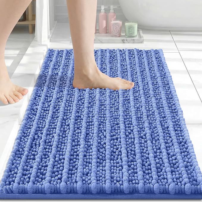 Arotive Bathroom Rugs Mat 24x16, Soft Absorbent Chenille Shaggy Bath Mat | Cornflower Blue, Machine Wash Dry, Bath Rugs for Bathroom Floor, Tub and Shower, Home Decor Accessories
