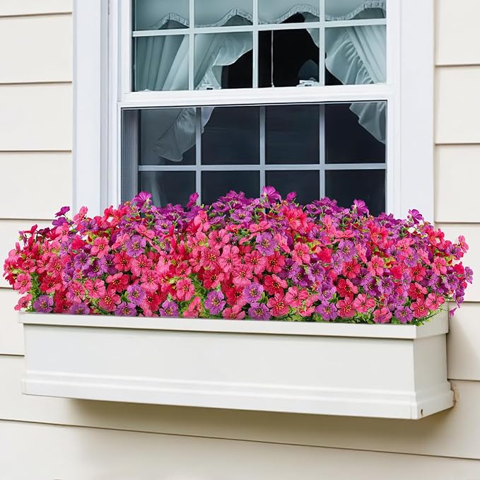 AGIRL Artificial Flowers Outdoor UV Resistant Fake Plant Garden Patio Decor | 16 Bundles,No Fade Plastic Faux Flowers for Hanging Planters front porch yard Indoor Outside,grave decorations for cemetery