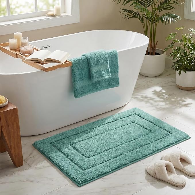 GRANNY SAYS Sage Green Bathroom Rug 24" x 36", Non-Slip Bath Mat | Ultra-soft, durable TPR backing for reliable grip, fast water absorption, machine washable for Vanity, Shower, Tub