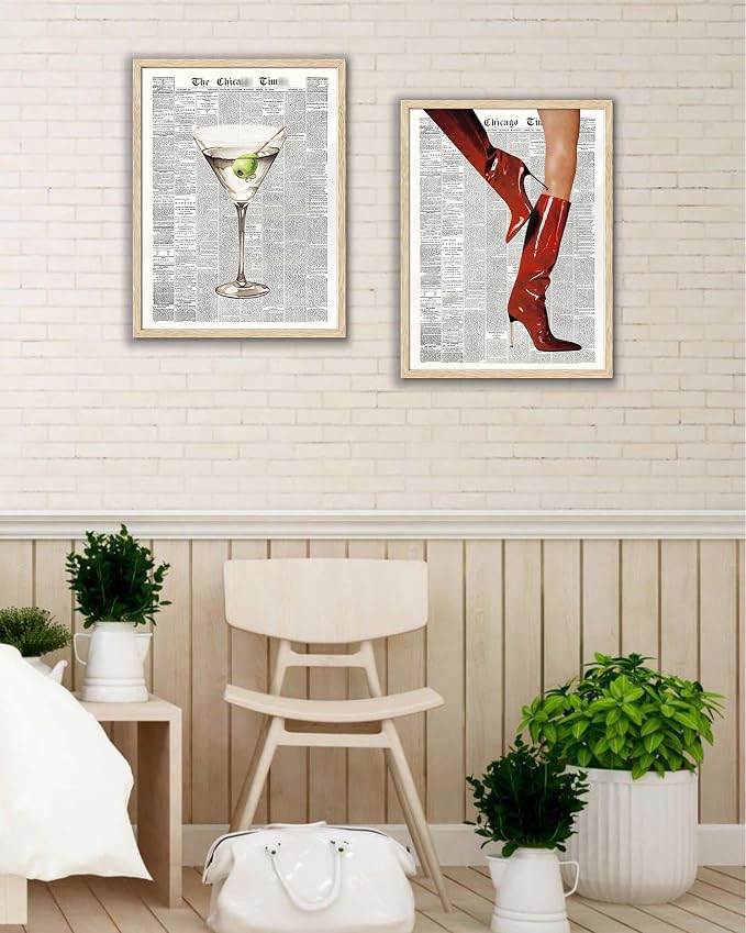 EcoHest 12x16 in Red Boots Newspaper Canvas Art | Unframed Canvas Print, Fashion Magazine Wall Decor for Bedroom, Apartment, Dorm Room, College Room, 1Pack