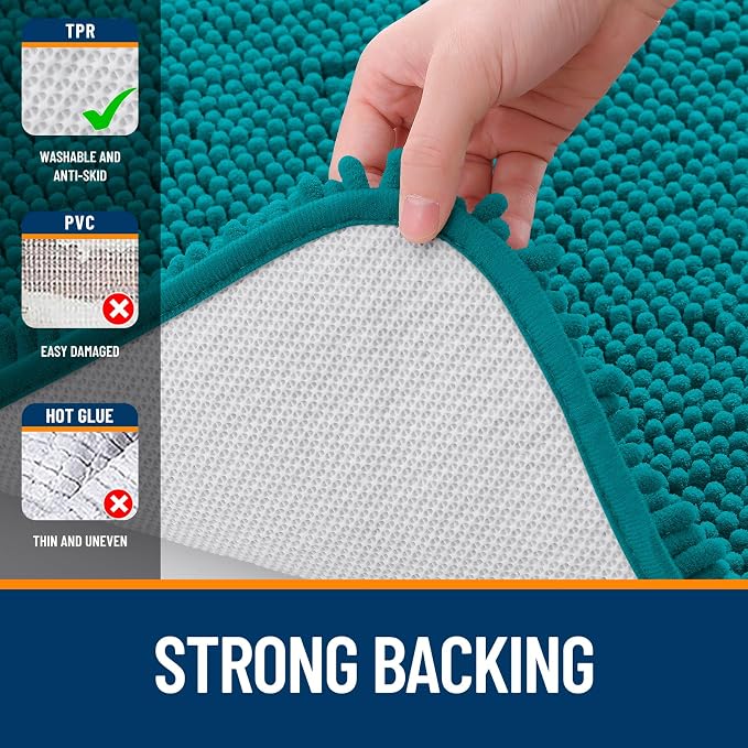 OLANLY Bathroom Rugs 30x20, Extra Soft Absorbent Chenille Bath Rugs | Deep Lake, Quick-Drying Rubber Backing, Machine Washable Bath Mat for Bathroom Floor, Tub and Shower, Home Decor Accessories