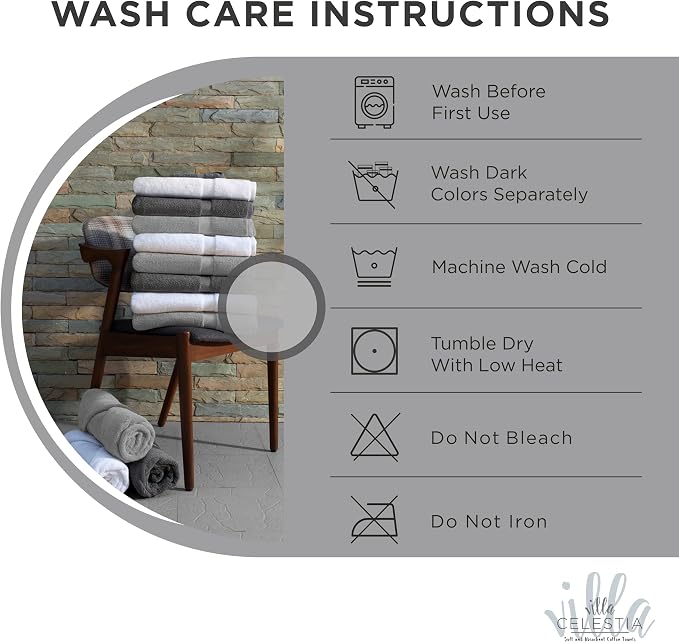 Villa Celestia Cotton Hand Towels Set of 4, 16 x 28, Oeko-TEX Certified, Quick Dry, White