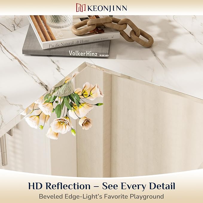Keonjinn 22 x 30 Inch Frameless Bathroom Mirror for Over Sink, Shatterproof | Beveled Mirrors for Wall, Rectangular Vanity Mirror, Modern Decorative for Entryway, Bedroom, Hangs Horizontally/Vertically