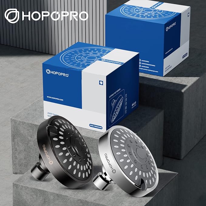 High Pressure Shower Head, HOPOPRO 5-Mode Fixed Showerhead, NBC Recommended | The Washington Post, NBC, Today Recommended, Consumer Reports Tested High Flow Fixed Shower Head (4 Inch Oil Rubbed Bronze)