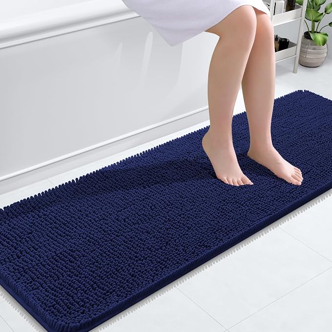 OLANLY Bathroom Runner Rugs 59x20, Extra Soft Absorbent Chenille Bath Rugs | Twilight Sapphire, Quick-Drying Rubber Backing, Machine Washable Long Bath Mat for Bathroom Floor, Tub and Shower, Home Decor