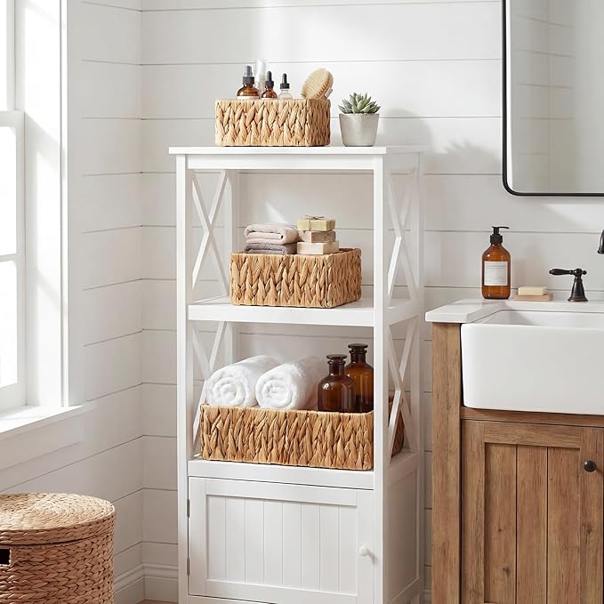 GRANNY SAYS Wicker Baskets for Shelves, Large Water Hyacinth Baskets | Small Woven Storage Baskets for Shelf, Rattan Basket for Organizing, Wicker Basket Set, 3-Pack Small Baskets