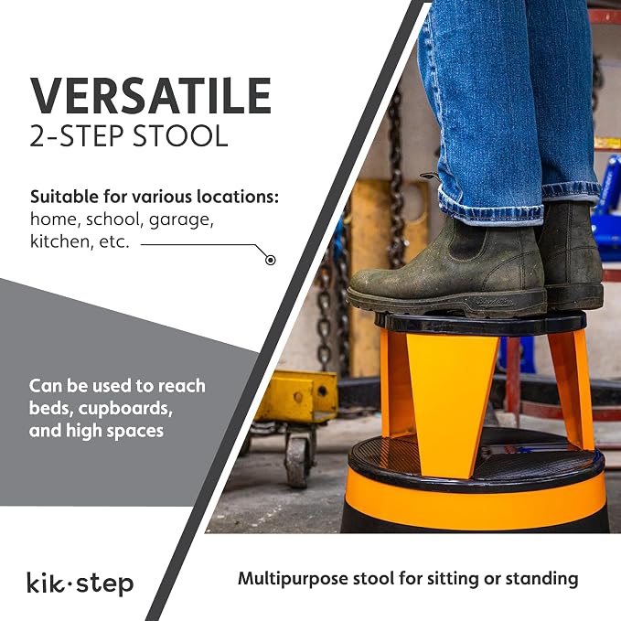 Cramer Kik Step Steel Step Stool - Two Step Stool, Holds 350 lbs (Gray)