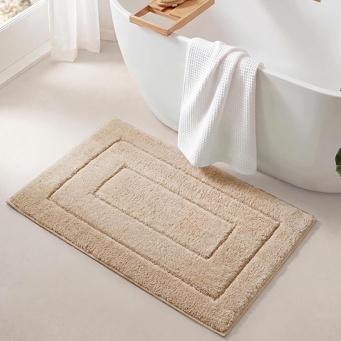 GRANNY SAYS Bathroom Rugs Non Slip, 16" x 24", Bath Rugs for Bathroom Washable, Bath Mats for Bath Floor, Microfiber Bath Mat for Tub, Absorbent Bath Rugs for Bath, Khaki | Ultra-soft, with durable TPR backing for reliable grip, fast water absorption, ...