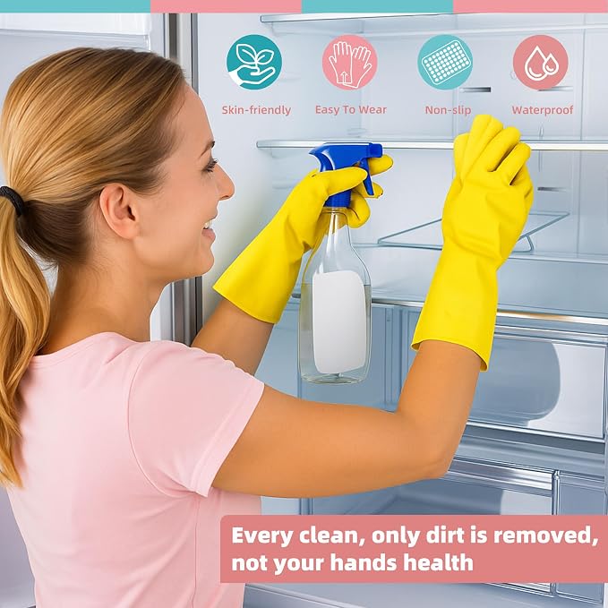 Xgunion Rubber Cleaning Gloves for Dishwashing-5 Pairs Colorful Reusable Household Cleaning Glove for Washing Dishes and Kitchen Cleaning Non-Slip Grip Dish Gloves for Women Men (Large)