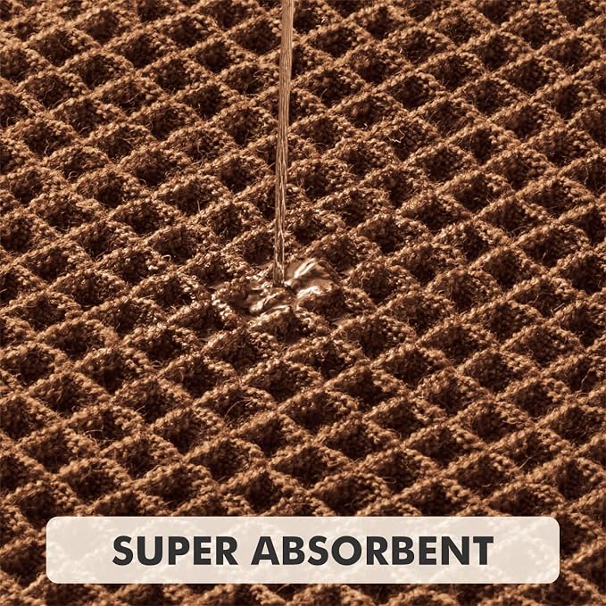 MIULEE Set of 2 Waffle Bathroom Rugs Caramel Boho Bath Mat 24x36 in | Looped Design, Super Absorbent, Non Slip, Washable, Ultra Soft, Rubber Backed, Bathroom Mats for Floor Tub Shower