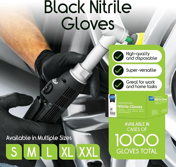 Inspire Black Nitrile Disposable Gloves | 4.5 Nitrile Disposable Safety Medical Cooking Cleaning Gloves