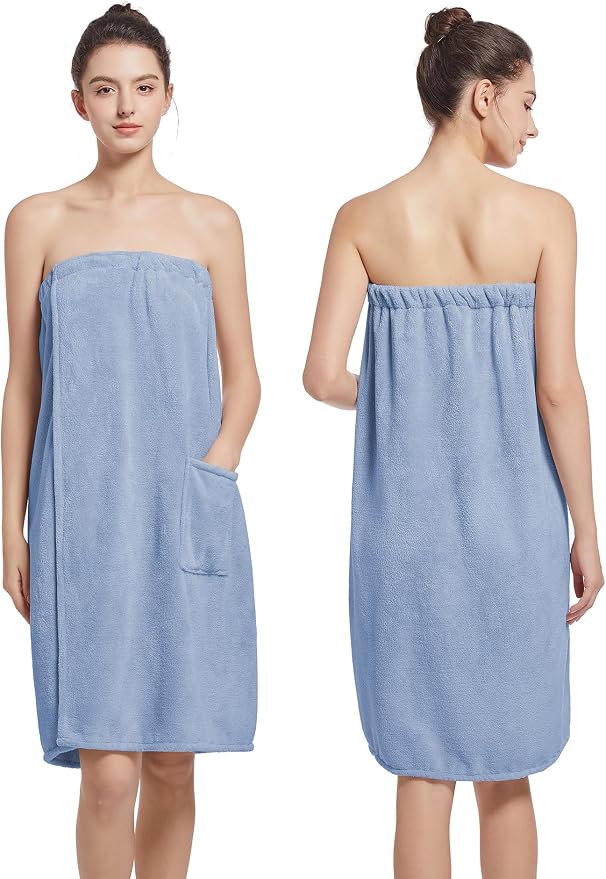 Women'S Soft Wrap Towel Full Length，Bath Robe After Shower Female Plush Long，Spa Bathrobes Lightweight With Pockets