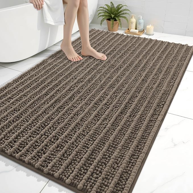 Arotive Bathroom Rugs Mat 59x35, Soft Absorbent Chenille Shaggy Bath Mat | Camel, Machine Wash Dry, Bath Rugs for Bathroom Floor, Tub and Shower, Home Decor Accessories
